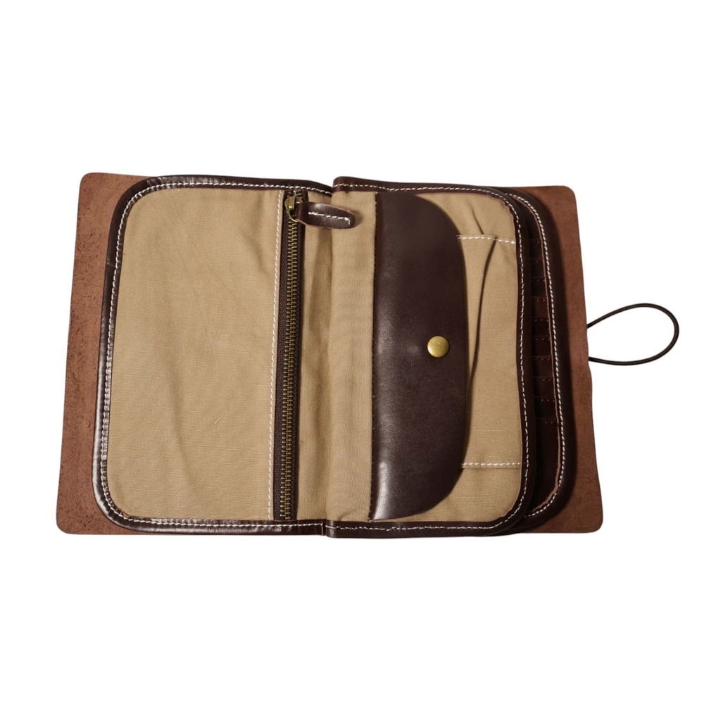 LINSHI TASKS Genuine Leather Journal Planner Folio Wallet Organizer Brown - Picture 10 of 16
